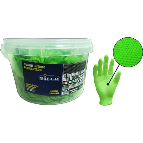 guante sifer nitrilo 9,5gr 8μ diamant-verde-caiman cubo 150u t-l