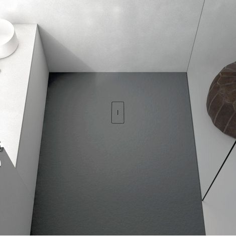 Piatto doccia ultrasottile 70 x 200 cm FUSENCE in resina finitura ardesia antracite