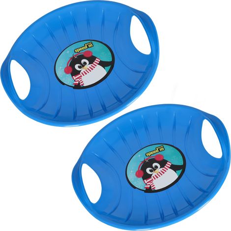 KOTARBAU® 2 pièces Luge - PVC - 60 cm - Luge Enfant - Bleu - Sled - Poignées Ergonomiques - et Adulte - Traineau à Neige - Résistant - Facile à Transporter (1/5)