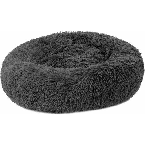 Round Soft Plush Pet Bed, Suitable for Cats and Small Dogs, Comfortable Cushion, Dark Grey Colour, Dimensions 60 cm. (1/4)