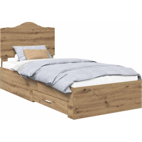 Bed Frame with Drawer Artisan Oak 90 x 190 cm Engineered Wood vidaXL