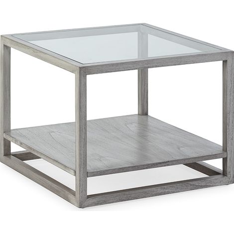 Mesa Auxiliar 60X60X45 Cristal/Madera Gris Velado (1/2)