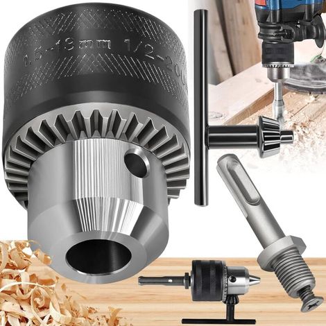 Mandrin Perceuse Auto Serrant 2 13mm Adaptateur Mandrin 1/2 20UNF avec 2 Accessoires pour Perceuse (1/5)