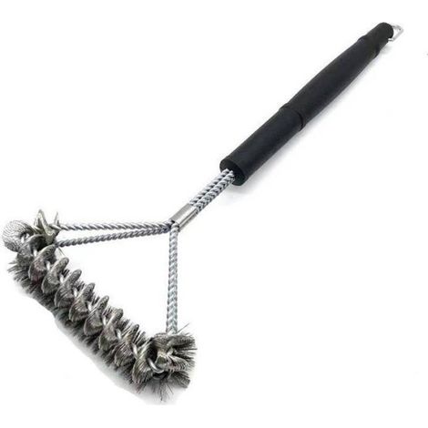 Lot de 2 brosses combinées, fil métallique et spirale, nettoyage sûr, efficace, pour barbecues à gaz porcelaine charbon (1/4)