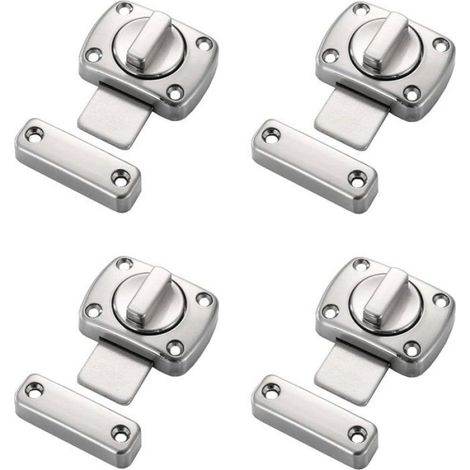pcs - Verrou de porte rotatif en alliage de zinc, loquet de sécurité pour salle de bain, chambre, toilettes, argentyu (1/4)