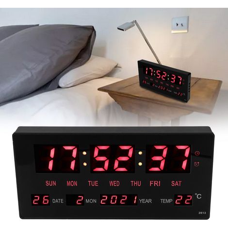 Digitale LED-Dauerkalenderanzeige 100–240 V, kreativer Mini-Tischkalender, Temperaturuhr, einfacher elektronischer Wecker, europäischer Standard (1/5)