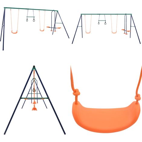 Ensemble de balançoire et anneaux de gymnastique 4 places Acier - Jeux De Plein Air - Balançoire - Ensemble De Balançoire - Aire De Jeu - Enfants - Home & Living (1/5)