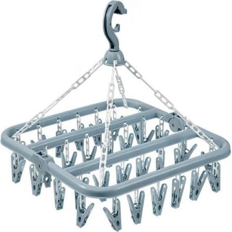Cintre séchage pliable - - 32 pinces - Égouttoir porte chaussettes - Pliable - Plastique (1/5)