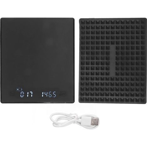 Balance de cuisine numérique, modèle 2025, balance multifonctionnelle de haute précision (3 kg/0,3 g) avec minuteur, balance à café électronique rechargeable par USB.-AquaForge (1/5)