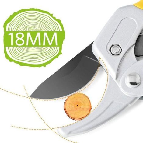 Sécateur crémaillère jardinage – Ciseaux cliquet pro poignée caoutchouc – Coupe tiges branches – Jaune 8 pouces Lumiryn (1/5)
