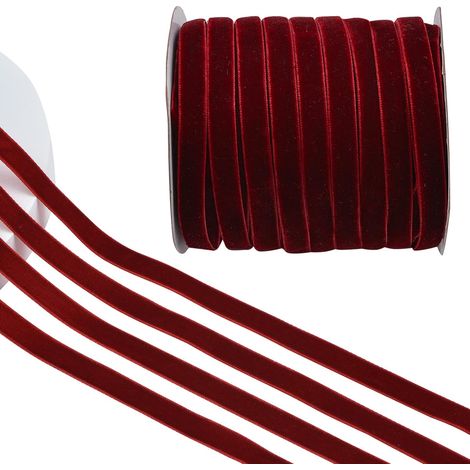 Ruban velours rouge foncé 45 m x 1 cm, emballage cadeau bouquet mariage décoration Noël (1/4)