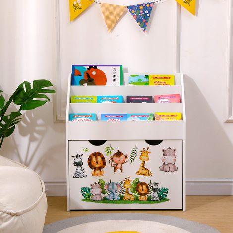FURNITURE HMD Kids Bookshelf and Toy Storage Organizer - Kids Book Shelf for Kids Rooms, Toddler Bookshelf Baby Bookcase for Nursery,White (1/4)