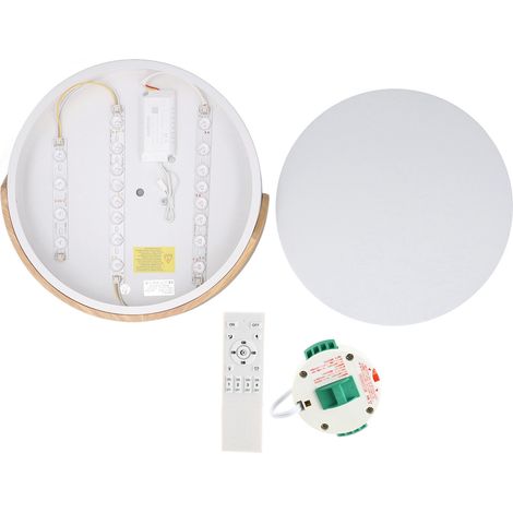 Plafonnier LED moderne design minimaliste en bois et fer, spot encastré rond 3000K 4000K 6000K variateur progressif pour salon chambre couloir (1/5)