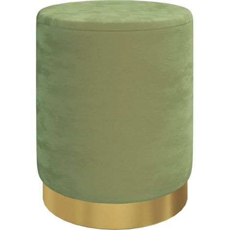 Tabouret de rangement rond Vert moutarde Velours 31 x 37 cm