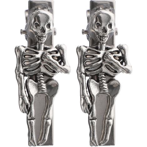 Pieces Skeleton Hair Clips, Silver Iron Skull (1/5)