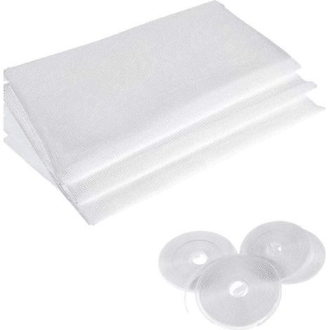 Lot de 4moustiquaires en maille filet avec 4 rouleaux de ruban autocollant pour fenêtre 1,3 x 1,5 m Blanc-JUSCH (1/5)