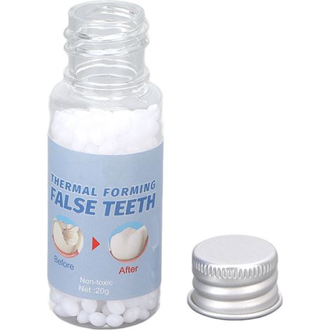 Perles de réparation dentaire temporaires, billes de remplissage thermique dentaire pour dents cassées ou manquantes, blanches, 20 g (1/5)