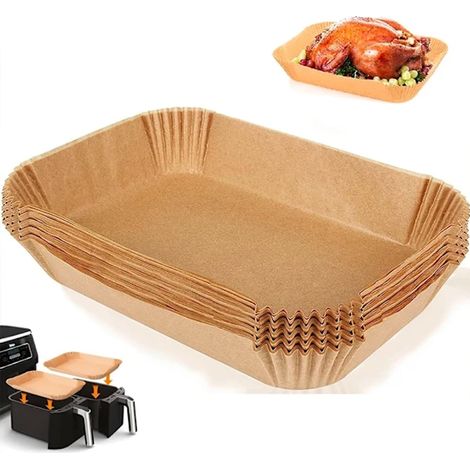 100 Feuilles de cuisson, 22 x 14 cm, papier sulfurisé, pour friteuse à air chaud, marron