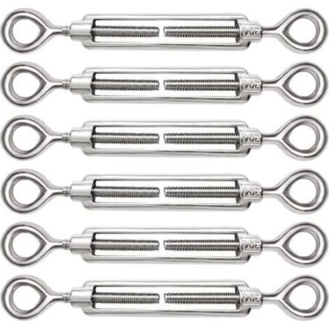 6 Pieces M5 Cable Tensioner 304 Stainless Steel Cable Tensioner Adjustable Turnbuckle Eye and Eye for Wire Tensioner Cable Steel Rope Hook Tensioner Accessories (1/5)