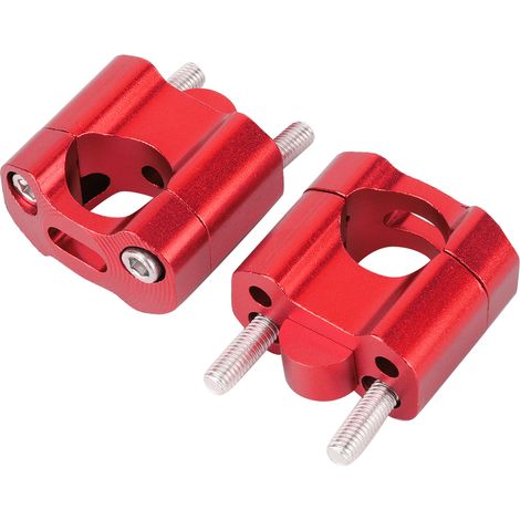 Paire de clips de fixation pour guidon de moto 22 mm/28 mm 1/8 pouce et 7/8 pouce et adaptateurs d'augmentation de hauteur, alliage d'aluminium CNC, rouge. (1/5)