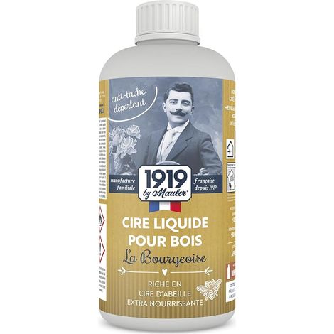 Cire liquide pour bois parquet et meuble - 0,5L Incolore - Protection Anti-tache - La Bourgeoise 1919 BY MAULER