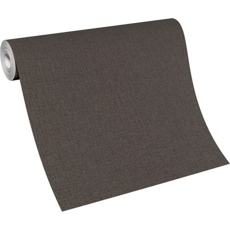 Papier peint uni marron pour déco scandinave | Tapisserie moderne unicolore idéal couloir | Papier peint uni marron foncé (1/4)