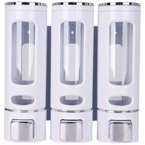 Alovez - 400 ML x 3 Distributeur Savon Mural Distributeur Shampoing et Gel Douche Distributeur Savon , XU,Douche Double Distributeur de Savon Liquide Mural Manuel Distributeur de Désinfection des Ma (1/4)