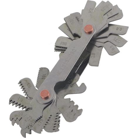 Juego de 52 calibres de rosca de acero inoxidable, calibre de paso de rosca de 60 y 55 grados, sistema métrico e imperial (52 piezas) (1/5)