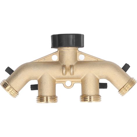 Robinet multivoies pour tuyau d'eau de 3/4 pouce, raccord de tuyau en laiton à 4 voies, distributeur de tuyau d'eau de jardin (norme UE) (1/5)