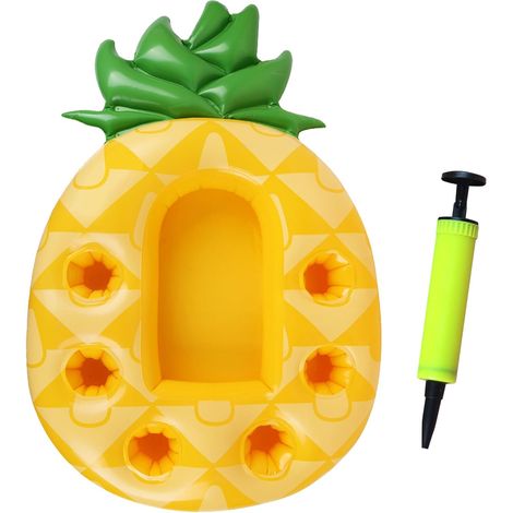 Porte-Gobelet Gonflable Flottant, Bar Flottant pour Piscine en Forme d'Ananas, Porte-Gobelet Gonflable 2 en 1, pour Fêtes d'été à la Piscines et sur la Plage (1/5)