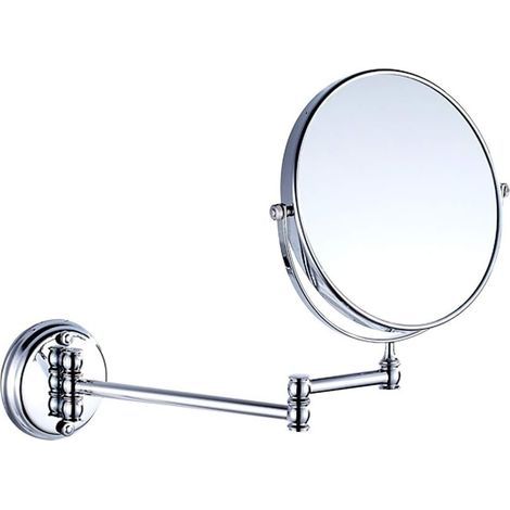 Double-sided wall-mounted makeup mirror, round makeup mirror, can rotate 360° (silver). (1/4)