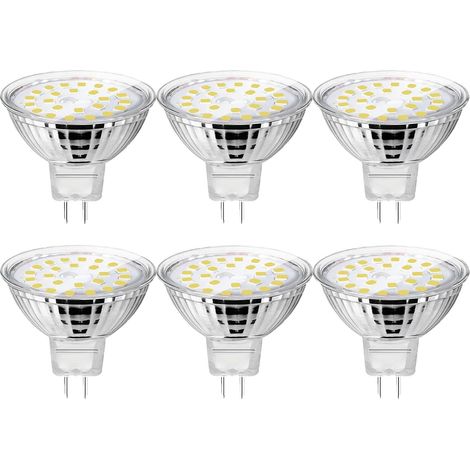 Ampoule GU5.3 LED, MR16 LED 12V AC/DC Blanc Froid 6000K,5W Equivalent à 50W Lampe Halogène, 120° Angle Faisceaux, Ø50mm Non Dimmable, lot de 6 (1/5)