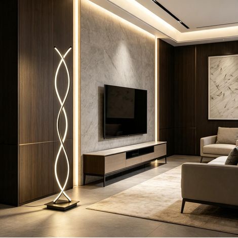 Lámpara LED de pie 35x20x140 cm de aluminio y acrílico negro para salón – MEUBLIV (1/5)