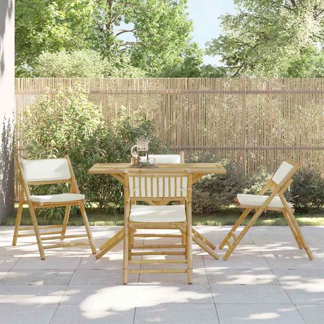 Maison Exclusive - 5-tlg. Bistro-Set Klappbar mit Cremeweißen Kis