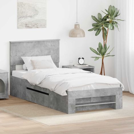 Bettrahmen mit Kopfteil Beton Grau 80 x 200 cm Holzwerkstoff (1/5)
