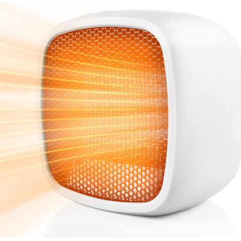 Radiateur d'appoint portable, radiateur électrique en céramique 800 W, petit radiateur, chauffage en 2 secondes (blanc) (1/5)