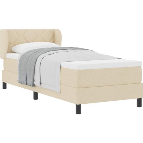 Lit simple  Lit adulte  Lit à ressorts avec matelas Crème 80 x 200 cm tissu