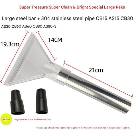 Kit Accessoire Aspirateur Injection-Extraction Canapé Siège Auto - Grande Tête Transparente Racleuse Universelle avec Tube Métal et Adaptateurs pour Nettoyage Tissu Tapis - Transparent