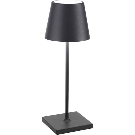 Zafferano Lampada a led da tavolo Poldina Pro Mini Grigio Scuro ricaricabile e dimmerabile con batteria fino a 12 ore