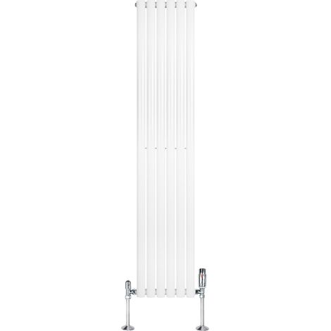 Radiatore Verticale Ovale 1800x360mm Bianco con Valvole TRV