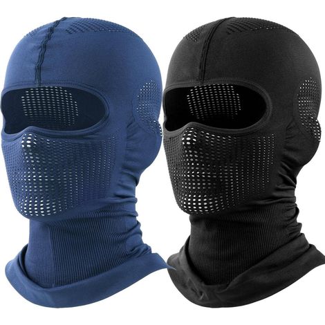 Masque intégral moto respirant été hiver, protection visage et cou, noir et bleu (1/5)