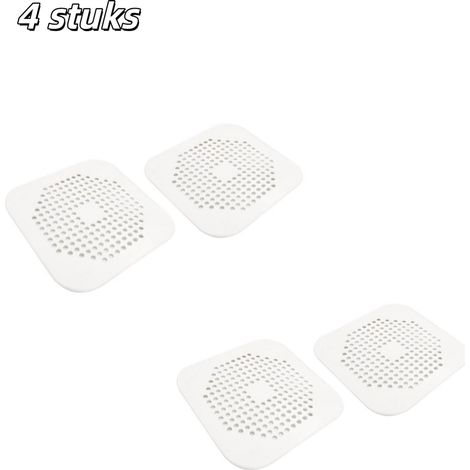 Lot de 4 filtres de bonde blancs avec grille carrée plate attrape cheveux pour douche salle de bain et évier de cuisine accessoires pratiques pour retenir cheveux et débris et maintenir les bondes pro (1/5)