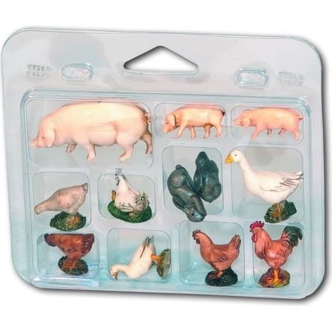 12 ANIMALI DA CORTILE ASSORTITI 10CM