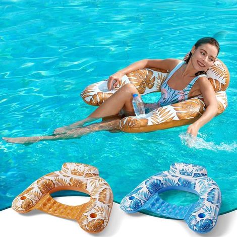 Fauteuil gonflable KZQ pour adultes - deux pièces - avec double porte-gobelets - style hamac - les activités aquatiques estivales - les lacs et les plages (1/5)