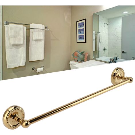 Porte-serviettes tout cuivre, barre simple, porte-serviettes de salle de bain de style européen, étagère de rangement pour salle de bain, titane. (1/5)