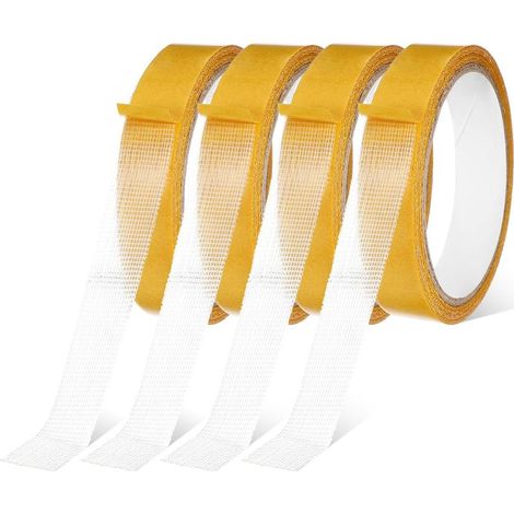 Lot de 4 rubans adhésifs double face en tissu - 2 x 100 cm - Multifonction - Pour tapis, photo, mur, cuisine, maison, école (1/5)