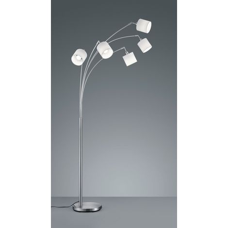 Lámpara de pie Tommy Nickel 5xE14 Tela blanca Alt. 200 cm Trio Lighting (1/5)