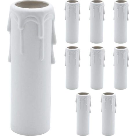 Pack de 9 bougies gouttes en plastique pour lustres – Couvre tubes 100mm x 25mm – Installation facile et ajustable – Décoration rétro (1/5)