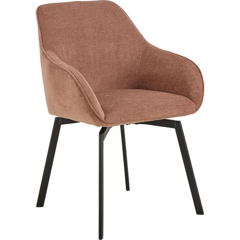Clara chaise de salle à manger avec accoudoirs chenille marron. (1/5)