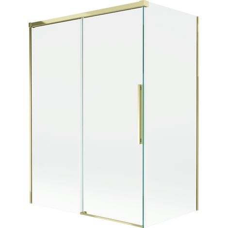 Mexen Rox Badewannen-Faltwand, 2-teilig, verschiebbar, 120 + 70 x 150 cm, transparent, gold - 8C9-120-070-50-00